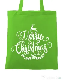 Sacosa din panza Merry Christmas Verde mar