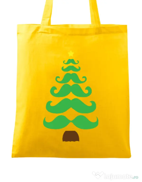 Sacosa din panza Moustache Christmas tree Galben