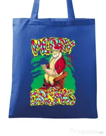 Sacosa din panza Naughty Santa Albastru regal