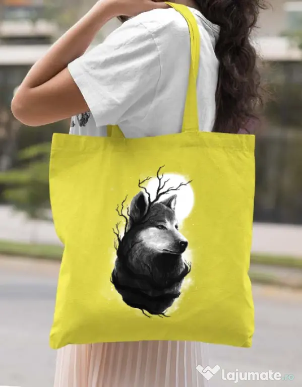 Sacosa din panza Night wolf Galben