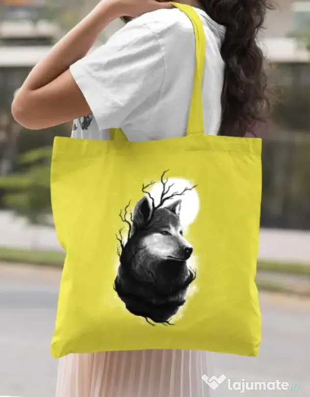 Sacosa din panza Night wolf Galben