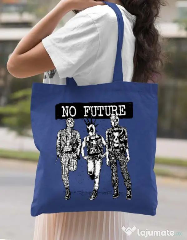 Sacosa din panza No future Albastru regal