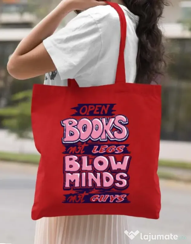 Sacosa din panza Open books Rosu