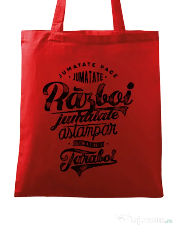 Sacosa din panza Pace si razboi Rosu