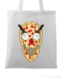 Sacosa din panza Pizza skull Alb