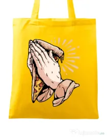 Sacosa din panza Pray for pizza Galben