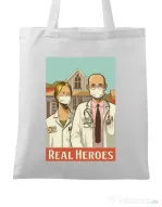 Sacosa din panza Real heroes Alb