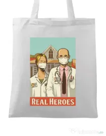 Sacosa din panza Real heroes Alb