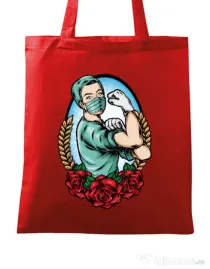 Sacosa din panza Rockabilly Nurse Rosu