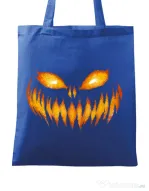 Sacosa din panza Scary pumpkin face Albastru regal