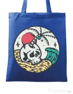 Sacosa din panza Skull and beach Albastru regal