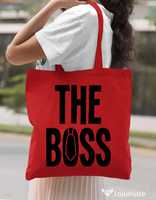 Sacosa din panza The boss Rosu