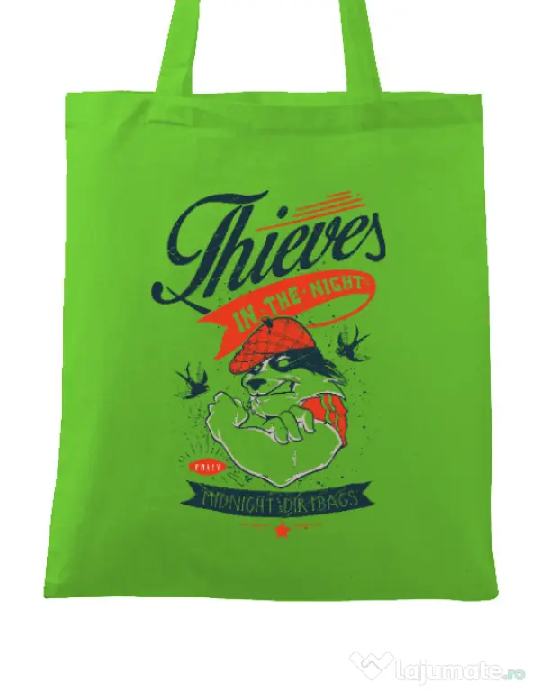 Sacosa din panza Thieves in the Night Verde mar