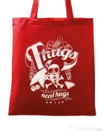 Sacosa din panza Thugs need hugs Rosu