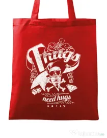 Sacosa din panza Thugs need hugs Rosu