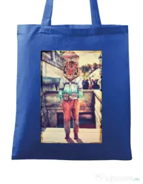 Sacosa din panza Tiger head Albastru regal