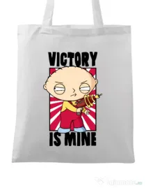 Sacosa din panza Victory is mine Alb