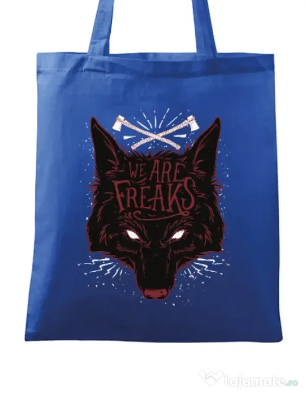 Sacosa din panza We are freaks Albastru regal
