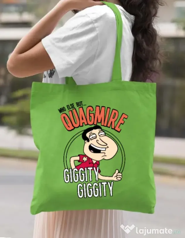 Sacosa din panza Who else Verde mar