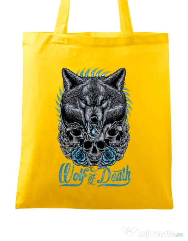 Sacosa din panza Wolf of death Galben
