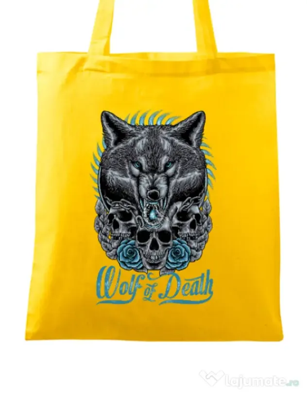 Sacosa din panza Wolf of death Galben