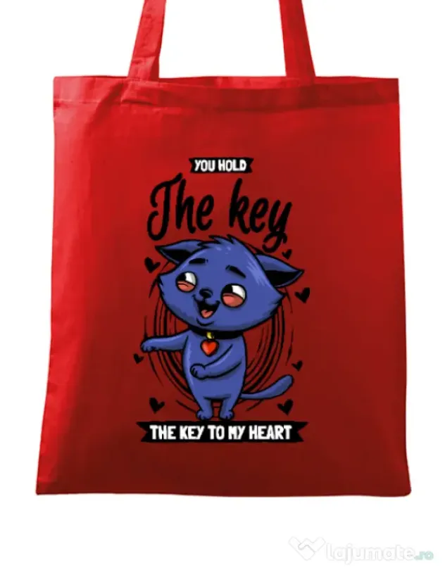 Sacosa din panza You hold the key Rosu