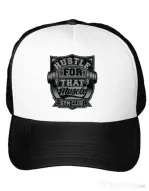 Sapca personalizata Hustle for that muscle Alb
