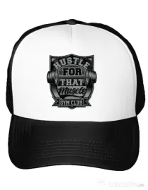 Sapca personalizata Hustle for that muscle Alb