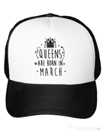 Sapca personalizata Queens are born in March Alb