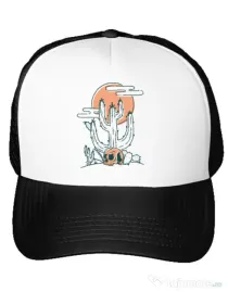 Sapca personalizata Skull and Cactus Alb