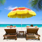 Outsunny Umbrelă Hawaiană Portabilă, Acoperitoare Ø160cm, Impermeabilă, Înălțime până la 180cm 