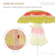 Outsunny Umbrelă Hawaiană Portabilă, Acoperitoare Ø160cm, Impermeabilă, Înălțime până la 180cm 