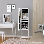 HOMCOM Cutie pentru Bijuterii cu Oglindă și Iluminare LED, Design Elegant, Alb, 30x146x36 cm | Aosom Romania