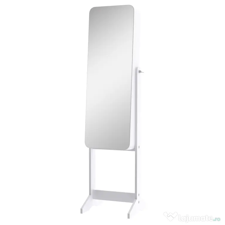 HOMCOM Cutie pentru Bijuterii cu Oglindă și Iluminare LED, Design Elegant, Alb, 30x146x36 cm | Aosom Romania