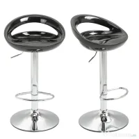 Set 2 scaune de bar, Rotire 360 °, Structura din metal, plastic ABS, negru 46x41x76-96cm HOMCOM | Aosom Romania 