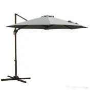 Outsunny Umbrel de Gradină cu Manivelă cu Înclinare Reglabilă, Umbrelă cu Braț și Stinghii, Ø2.95x2.5 m, Gri | Aosom Romania 