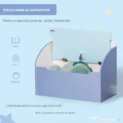 HOMCOM Bancă Depozitare Jucării pentru Copii, 60x30x50cm, Albastru | Aosom Romania