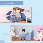 HOMCOM Bancă Depozitare Jucării pentru Copii, 60x30x50cm, Albastru | Aosom Romania