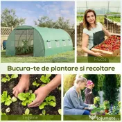 Sera tip Tunel pentru Plante Outsunny, Verde, sera de gradina | Aosom Romania 