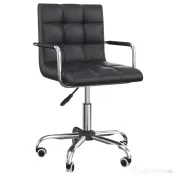 Scaun Rotativ HOMCOM cu Brațe din Piele Sintetică, Negru 52.5x54x94cm | Aosom Romania