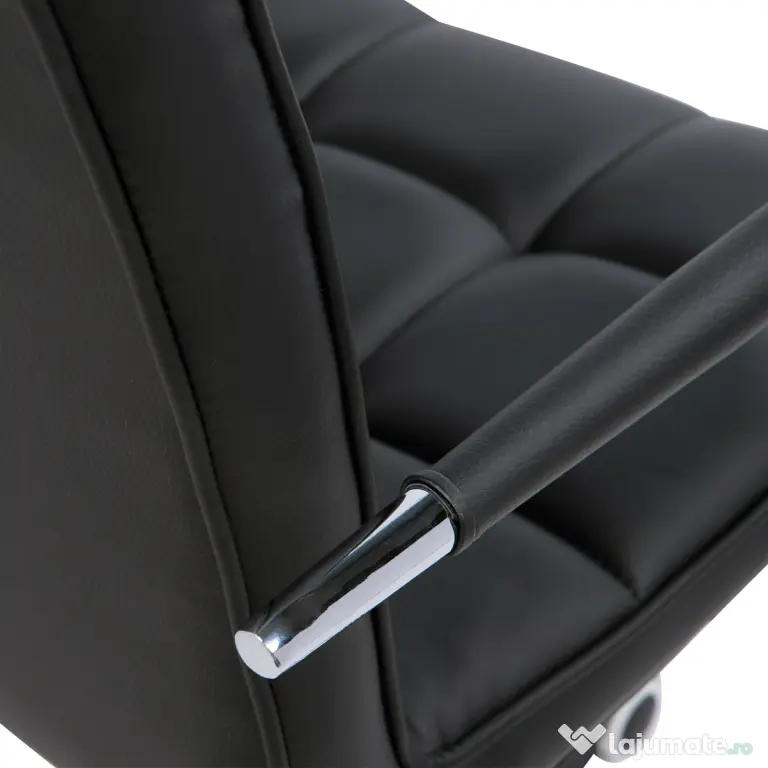 Scaun Rotativ HOMCOM cu Brațe din Piele Sintetică, Negru 52.5x54x94cm | Aosom Romania