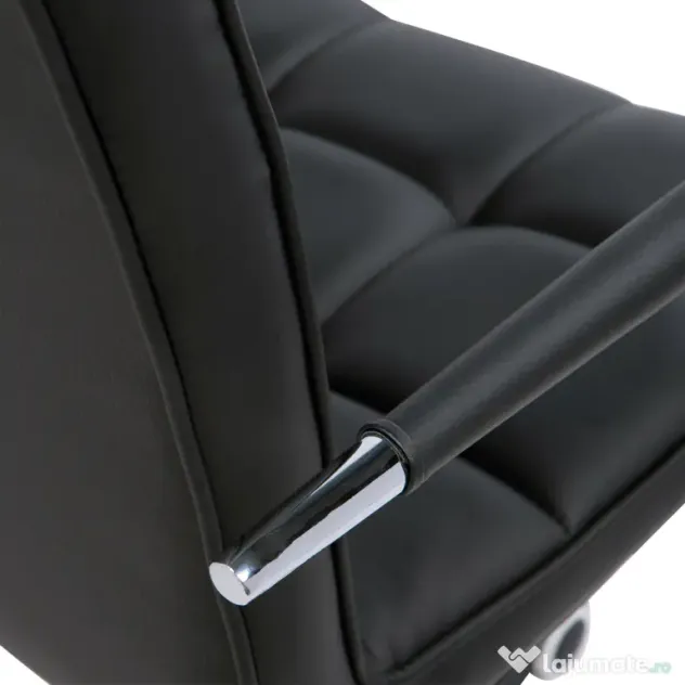 Scaun Rotativ HOMCOM cu Brațe din Piele Sintetică, Negru 52.5x54x94cm | Aosom Romania