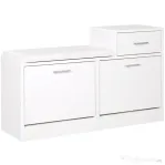 HOMCOM Dulap Pantofi cu Scaun Căptușit, 6 Perechi, 94.5x57x30cm, Lemn Granulat, Alb | Aosom Romania