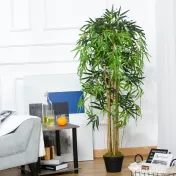 Outsunny Bambus Artificial Inaltime 150cm cu Ghiveci, Planta Artificiala Decor cu Efect Realist pentruCasa, Gradina, Birou, Verde | Aosom Romania 
