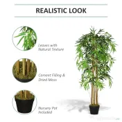 Outsunny Bambus Artificial Inaltime 150cm cu Ghiveci, Planta Artificiala Decor cu Efect Realist pentruCasa, Gradina, Birou, Verde | Aosom Romania 