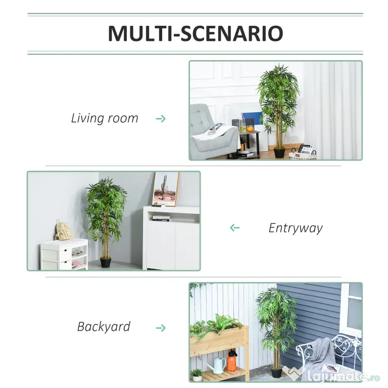 Outsunny Bambus Artificial Inaltime 150cm cu Ghiveci, Planta Artificiala Decor cu Efect Realist pentruCasa, Gradina, Birou, Verde | Aosom Romania