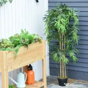 Outsunny Bambus Artificial Inaltime 150cm cu Ghiveci, Planta Artificiala Decor cu Efect Realist pentruCasa, Gradina, Birou, Verde | Aosom Romania 