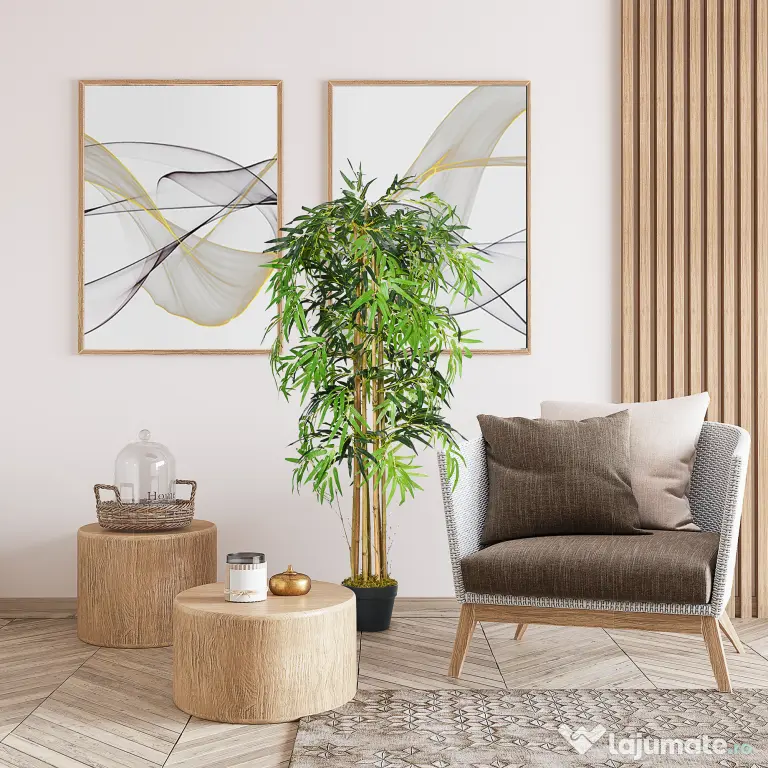 Outsunny Bambus Artificial Inaltime 150cm cu Ghiveci, Planta Artificiala Decor cu Efect Realist pentruCasa, Gradina, Birou, Verde | Aosom Romania