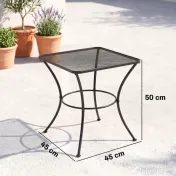 Outsunny Măsuță de Grădină Pătrată din Oțel cu Blat Perforat, 45x45x50 cm, Negru