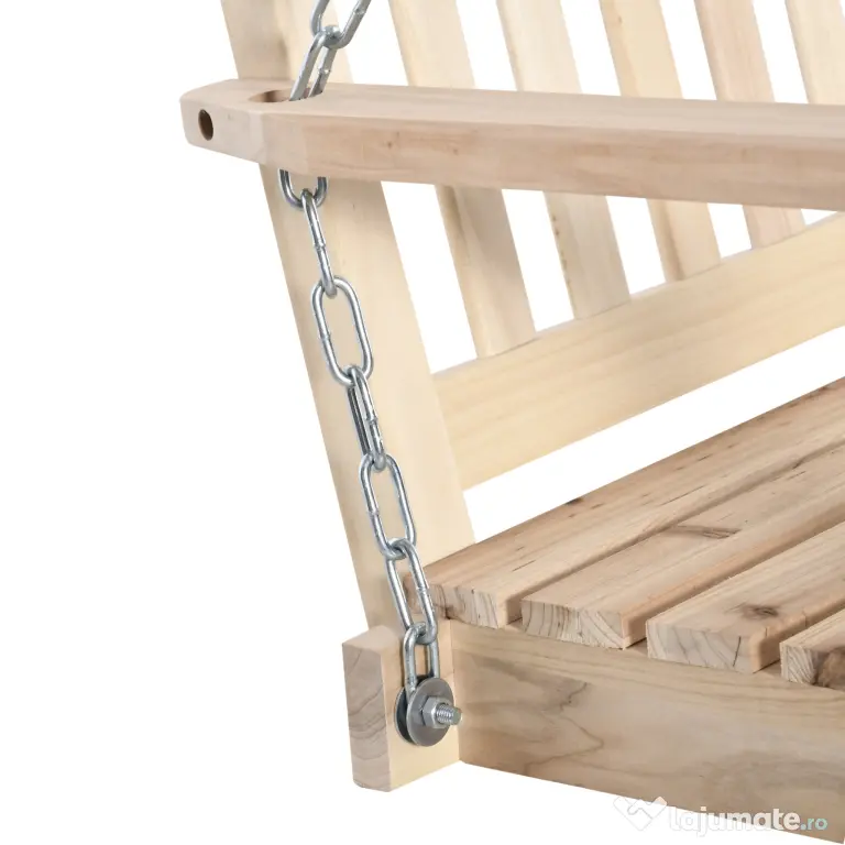 Outsunny Leagăn Suspendat din Lemn pentru 2 Persoane, Design Natural, Ideal pentru Grădină sau Terasă, 119x65x61 cm | Aosom Romania